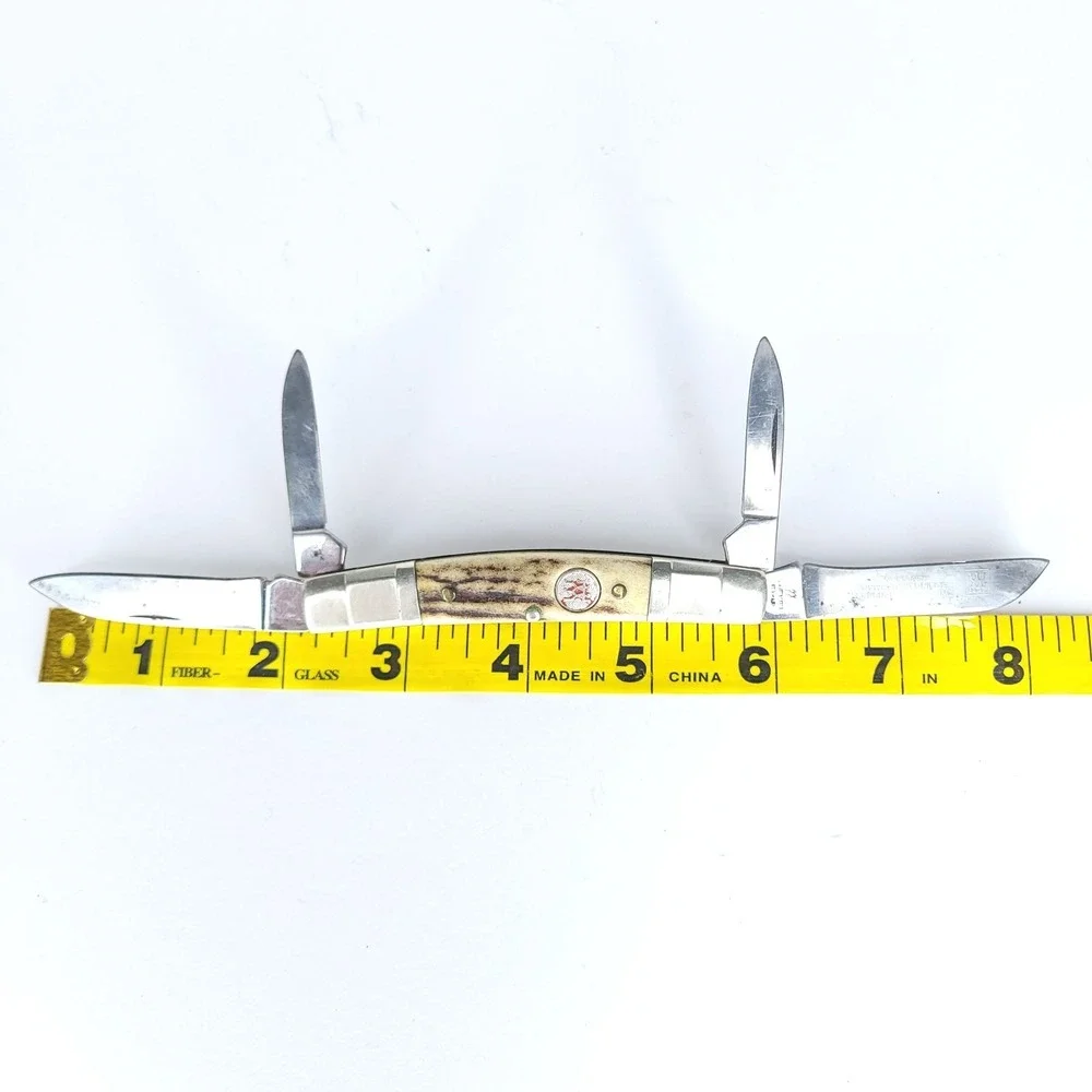 Vintage JA Henckels Congress Knife Jigged Stag Antler Scales on Handle